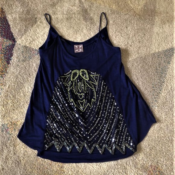 Free People Tops - Free People Dark Navy Sequin Cami / Top